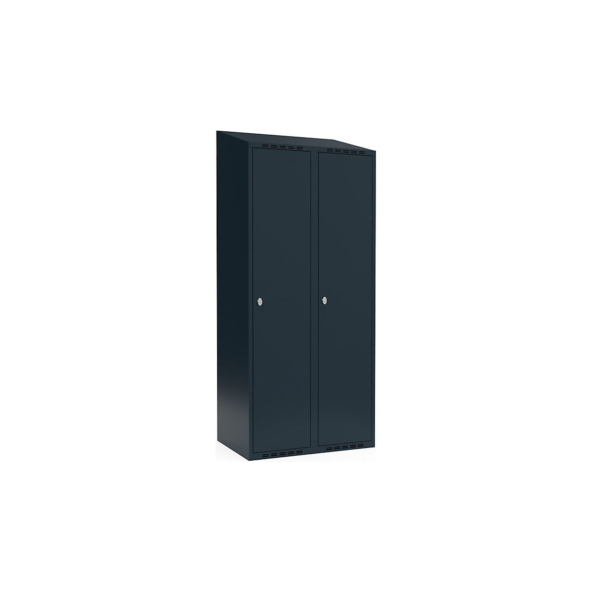 Szafka Fydor, 2 przedziały, szara, szer. 800 mm, 2 przedziały, spadzista góra, kłódka-0
