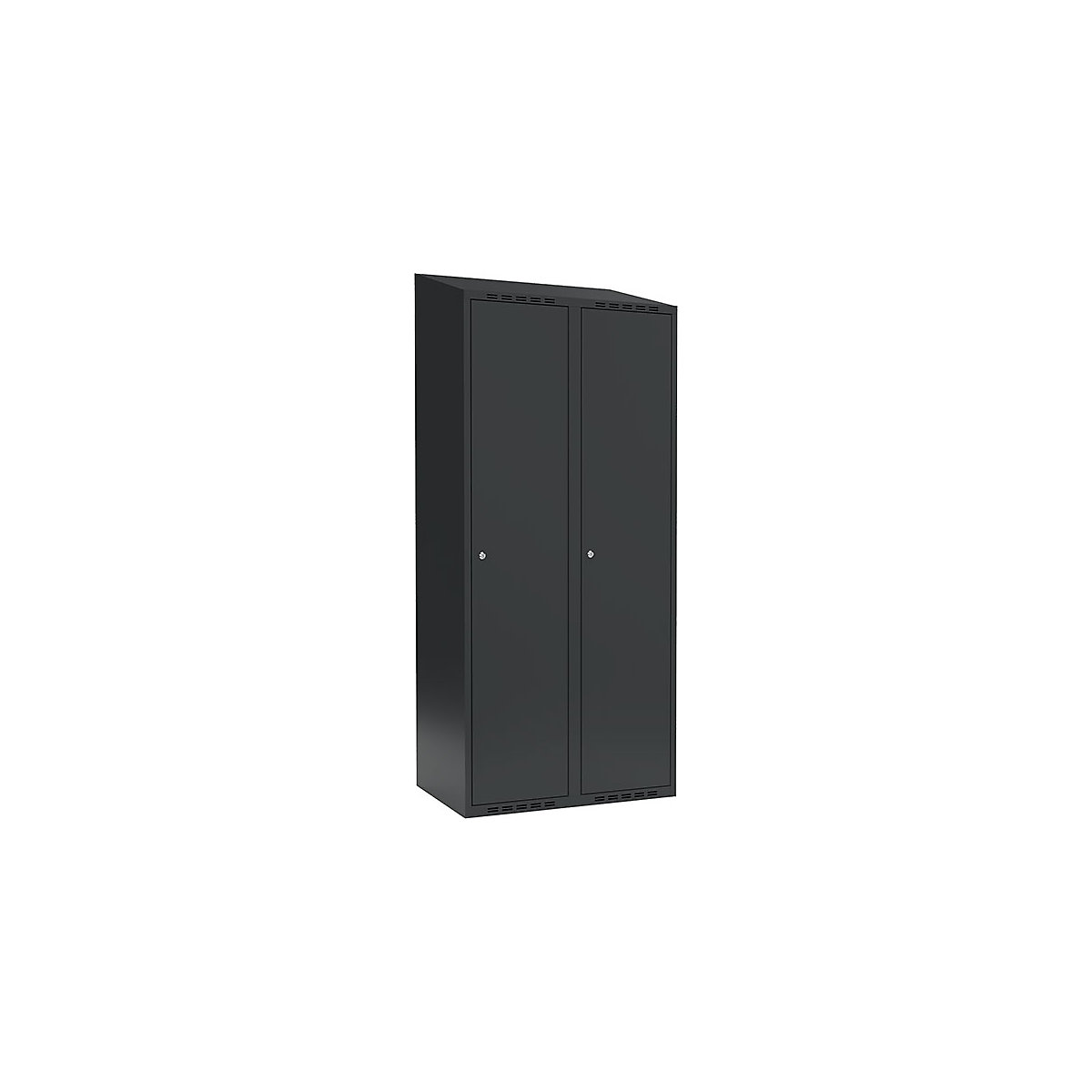 Szafka Fydor, 2 przedziały, szara, szer. 800 mm, 2 przedziały, spadzista góra, zamek bębenkowy-0