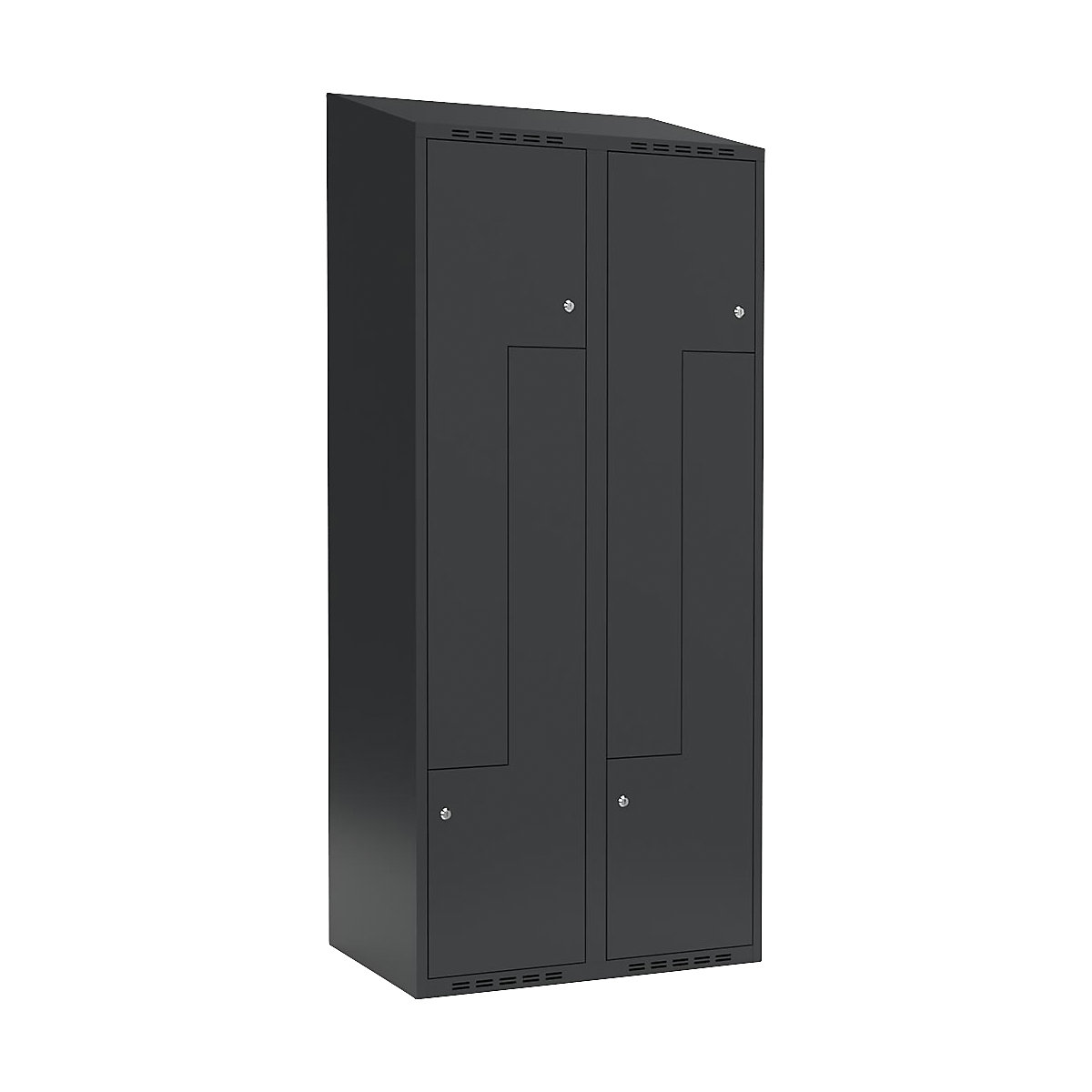 Szafka typu L Fydor, 2 przedziały, szara, szer. 800 mm, 2 przedziały, spadzista góra, zamek bębenkowy-0