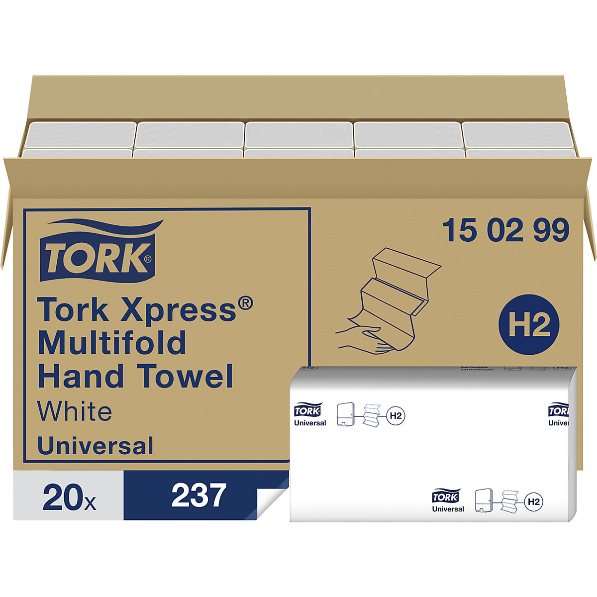 Xpress® hajtogatott kéztörlők – TORK, többrétegű, szürke-fehér, cs. e. 4740 kendő-0