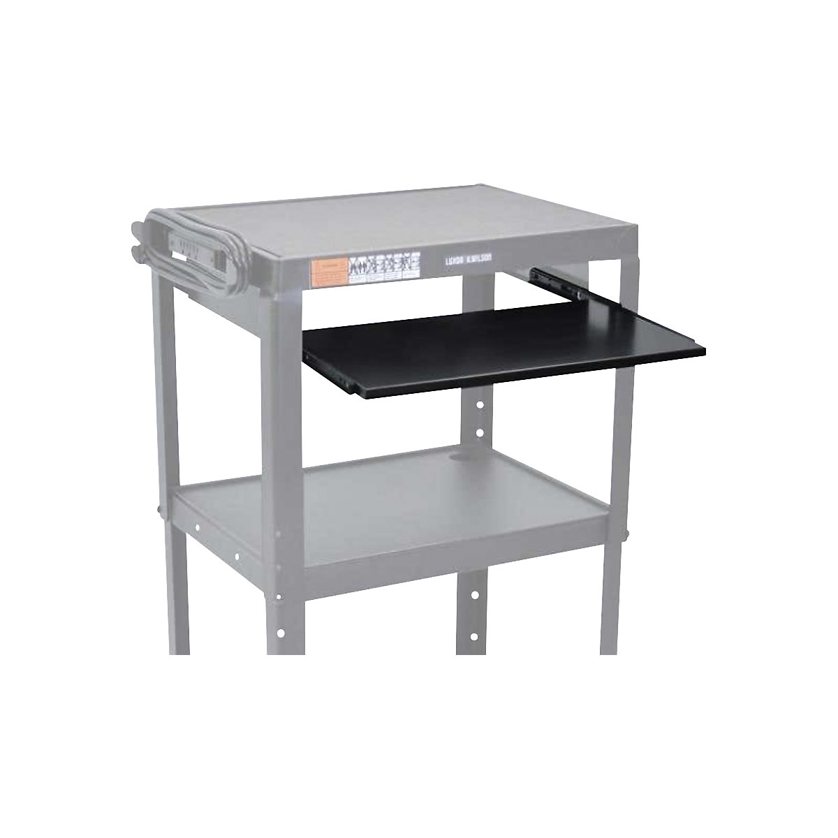 Kihúzható billentyűzettartó, fémkocsikhoz, csúszósínekkel, szé x mé 475 x 300 mm, fekete-0