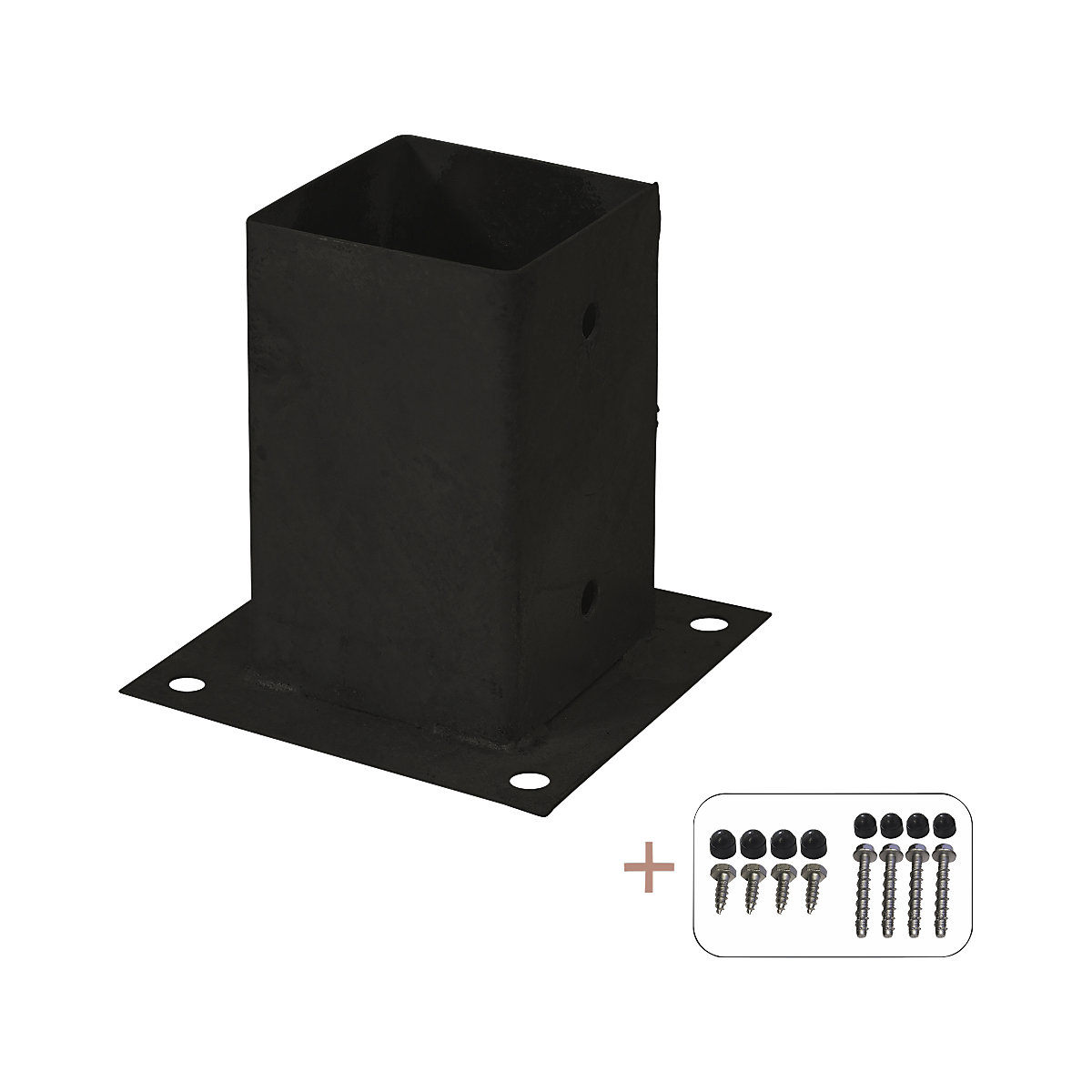 Kocka alakú oszloptalp, ma x szé x mé 150 x 150 x 150 mm, fekete-0