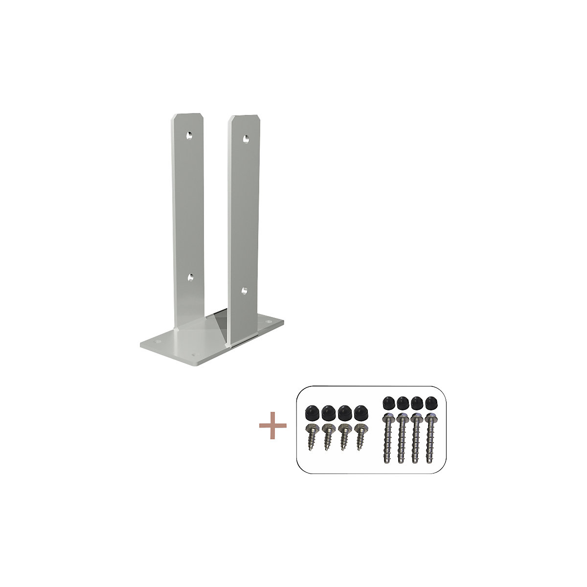 U-alakú oszloptalp, ma x szé x mé 300 x 103 x 200 mm, ezüstszínű-0
