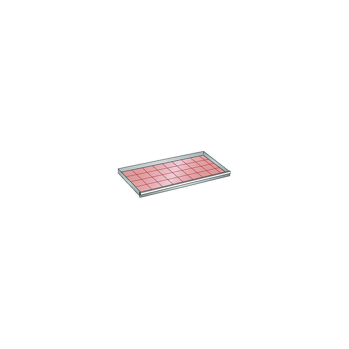 Fiók – LISTA, szé x mé 1431 x 725 mm-es szekrényhez, teherbírás 75 kg, előlap magassága 75 mm, világosszürke színben-0
