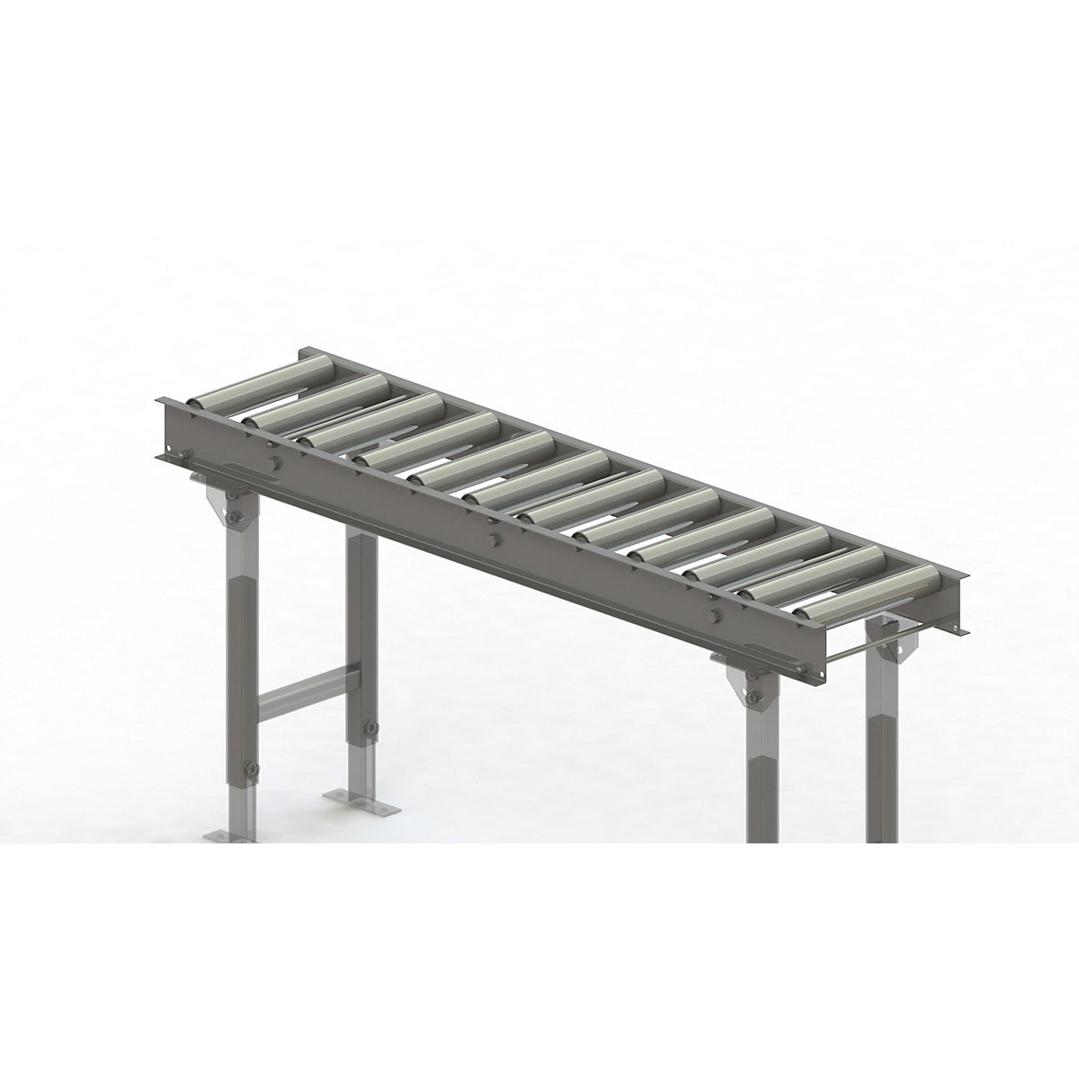 Cale cu role, cadru din oțel cu role din oțel zincate – Gura, lățime cale 300 mm, distanța între axe 125 mm, lungime 1,5 m-0