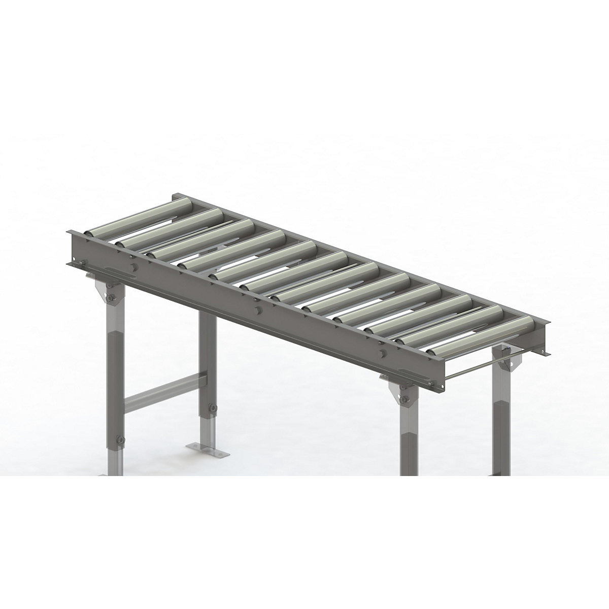 Cale cu role, cadru din oțel cu role din oțel zincate – Gura, lățime cale 400 mm, distanța între axe 125 mm, lungime 1,5 m-0