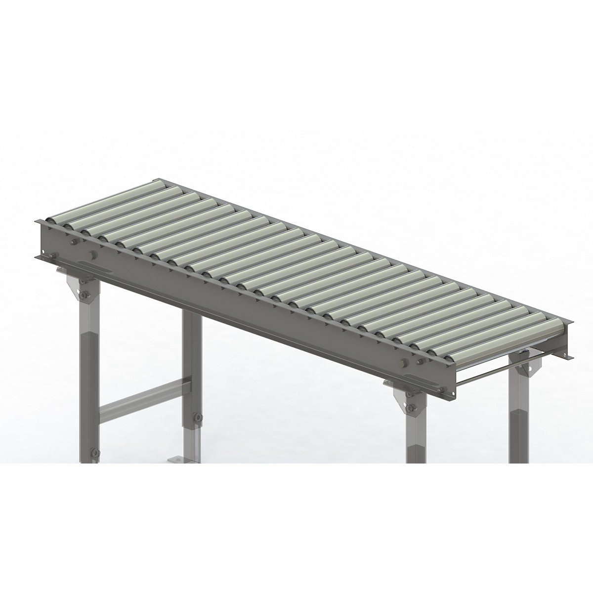 Cale cu role, cadru din oțel cu role din oțel zincate – Gura, lățime cale 400 mm, distanța între axe 62,5 mm, lungime 1,5 m-0