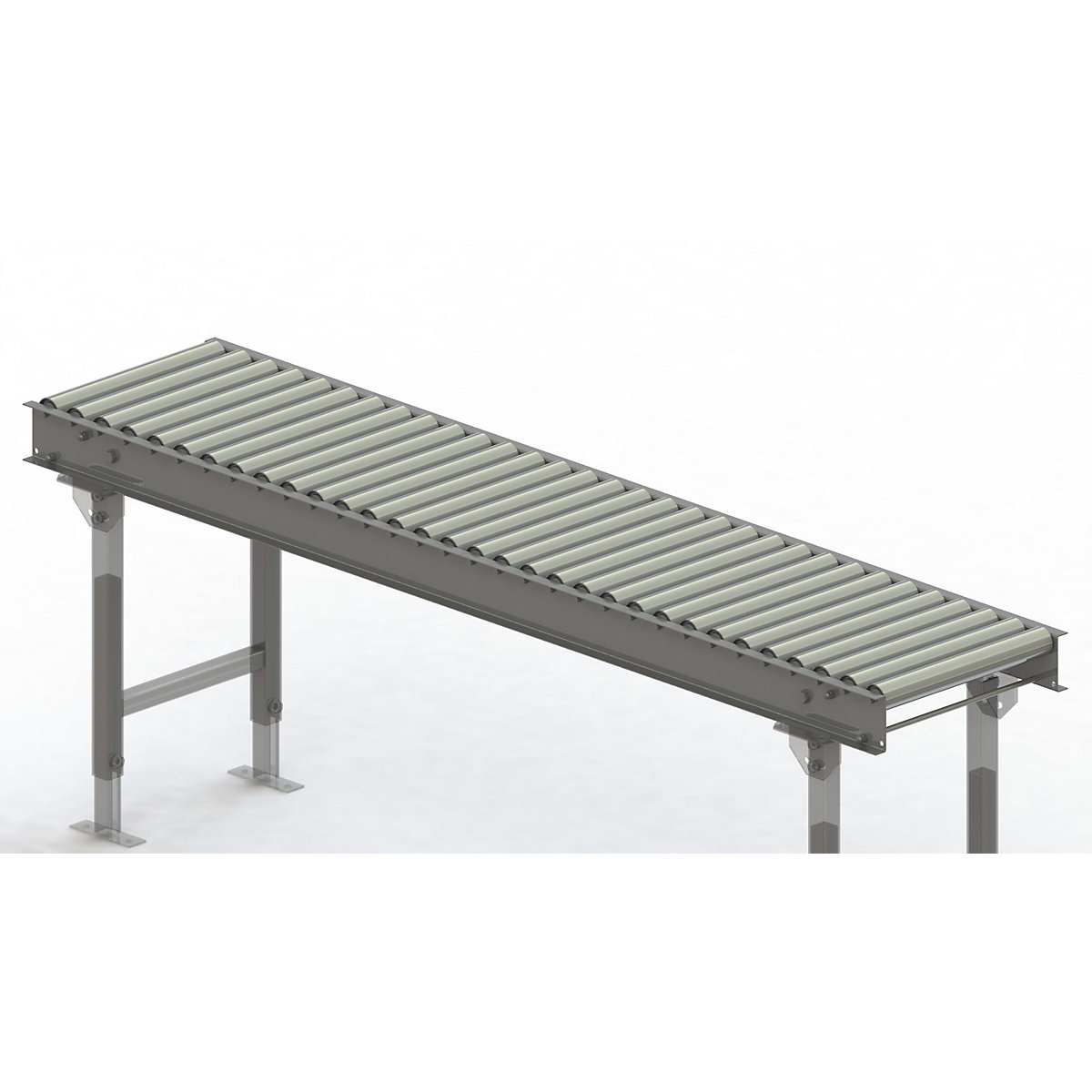 Cale cu role, cadru din oțel cu role din oțel zincate – Gura, lățime cale 400 mm, distanța între axe 62,5 mm, lungime 2 m-0