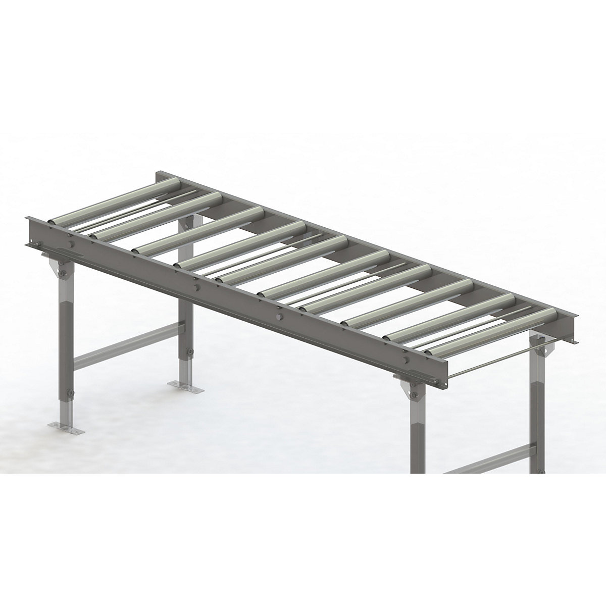 Cale cu role, cadru din oțel cu role din oțel zincate – Gura, lățime cale 600 mm, distanța între axe 200 mm, lungime 2 m-0