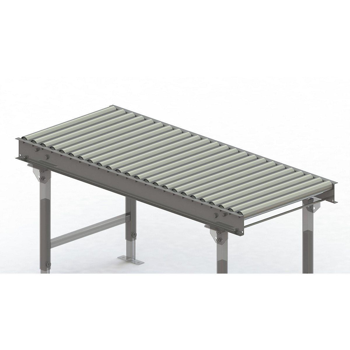 Cale cu role, cadru din oțel cu role din oțel zincate – Gura, lățime cale 600 mm, distanța între axe 62,5 mm, lungime 1,5 m-0