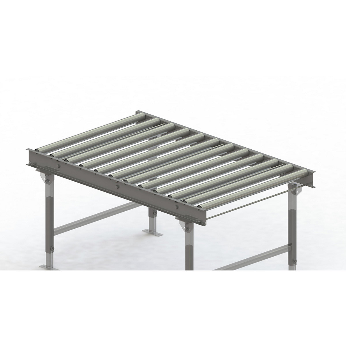 Cale cu role, cadru din oțel cu role din oțel zincate – Gura, lățime cale 900 mm, distanța între axe 125 mm, lungime 1,5 m-0