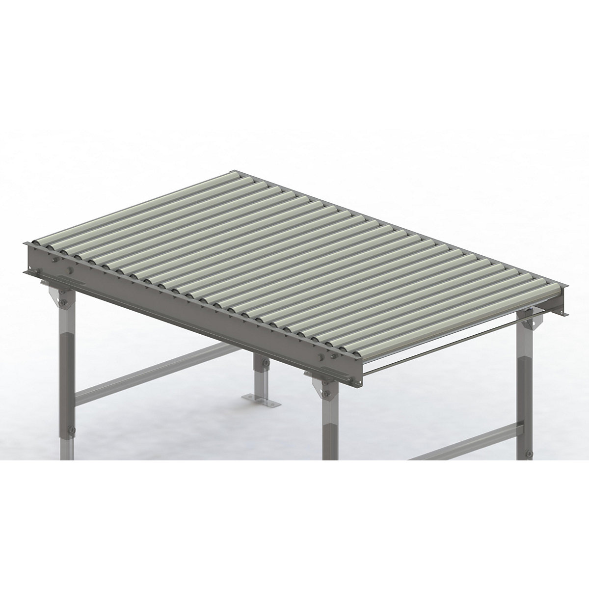 Cale cu role, cadru din oțel cu role din oțel zincate – Gura, lățime cale 900 mm, distanța între axe 62,5 mm, lungime 1,5 m-0