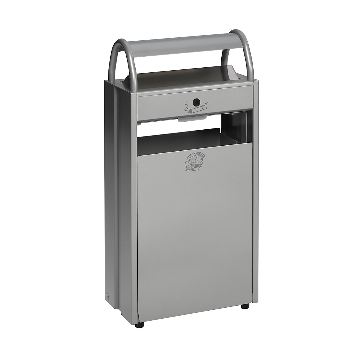 Afvalbak met asbak – VAR, inhoud 60 l, b x h x d = 480 x 960 x 250 mm, zilverkleurig-0