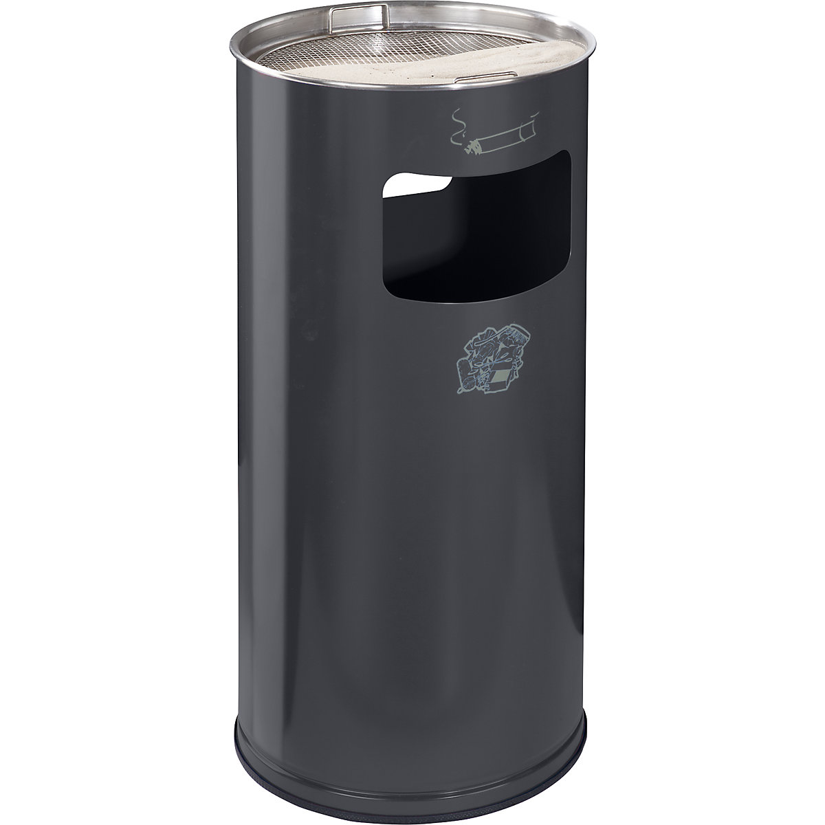 Combi-asbak – VAR, inhoud 37 l, h x Ø = 700 x 320 mm, staal, antracietkleurig-0