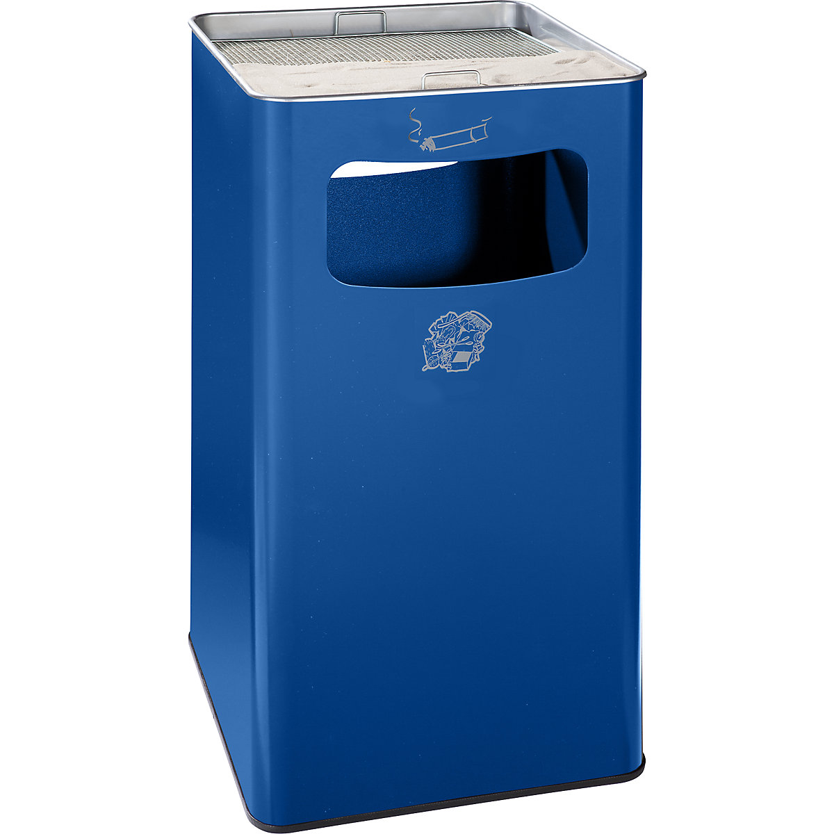 Combi-asbak – VAR, inhoud 96 l, b x h x d = 430 x 755 x 430 mm, staal, gentiaanblauw-0