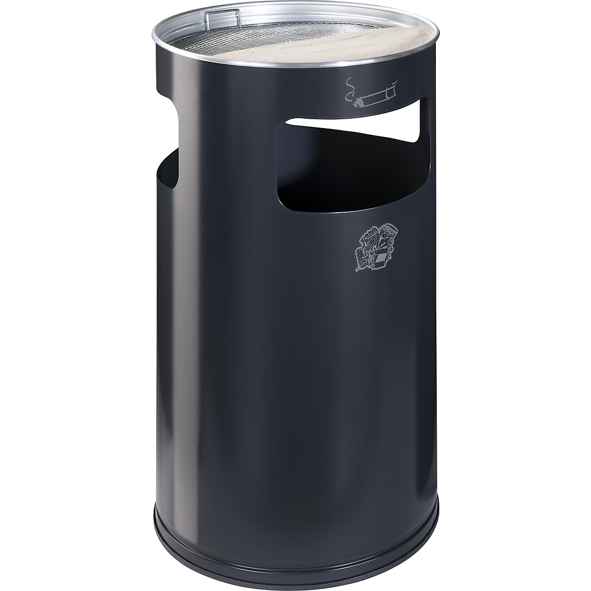 Combi-asbak – VAR, inhoud 69 l, h x Ø = 760 x 420 mm, staal, antracietkleur-0
