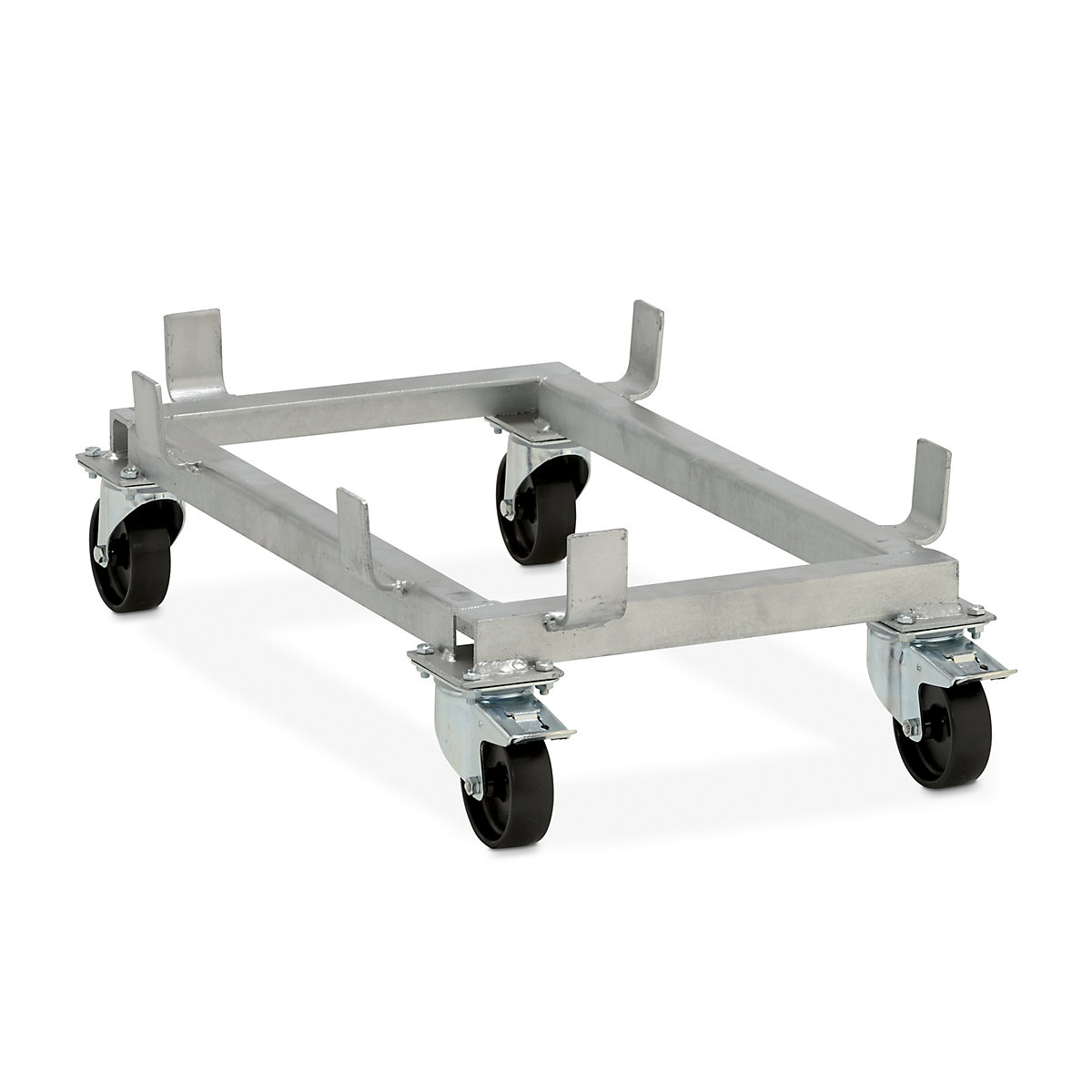 Onderwagen voor rechthoekige bak van glasvezelversterkte kunststof (gvk) – CEMO, polypropyleen wielen, zwart, voor l x b = 872 x 571 mm, wiel-Ø 100 mm-0