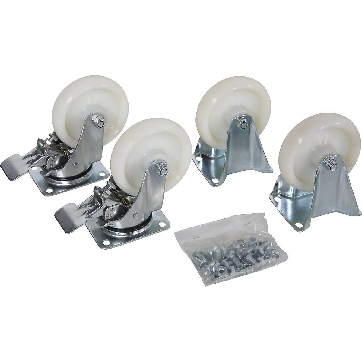 Nylon wheels with brakes