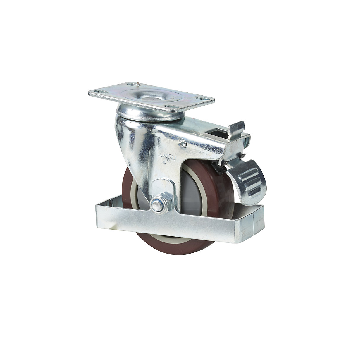 Swivel castor with wheel stop
