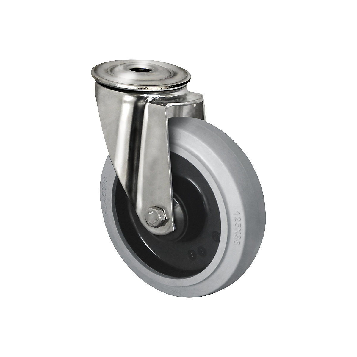 Elastic tyres on nylon rim, stainless steel casing