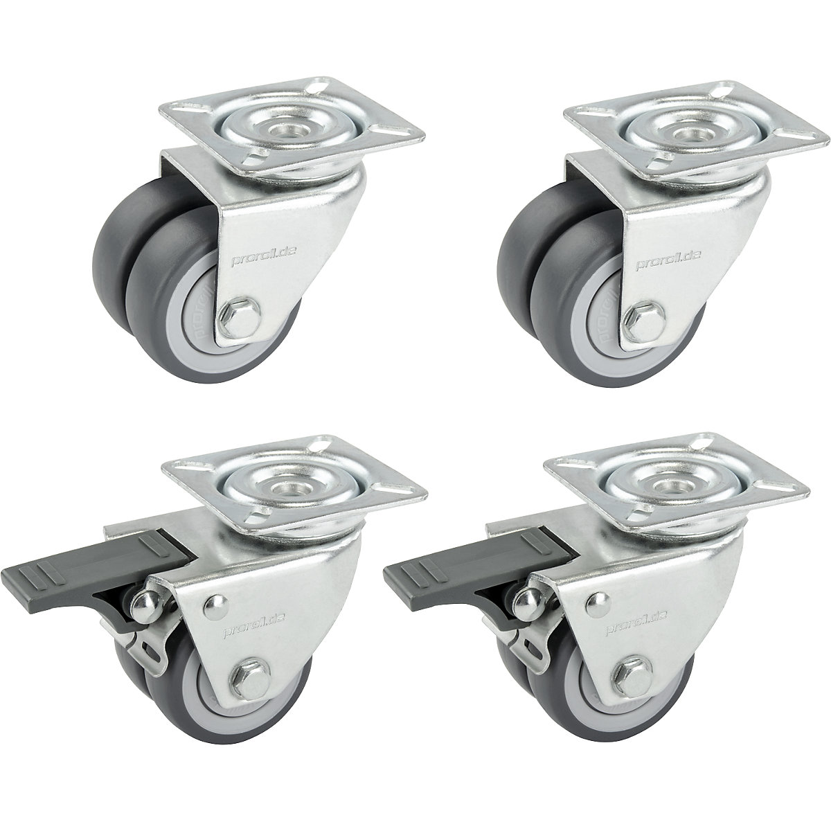 Set of double castors made of thermoplastic rubber tyres - Proroll