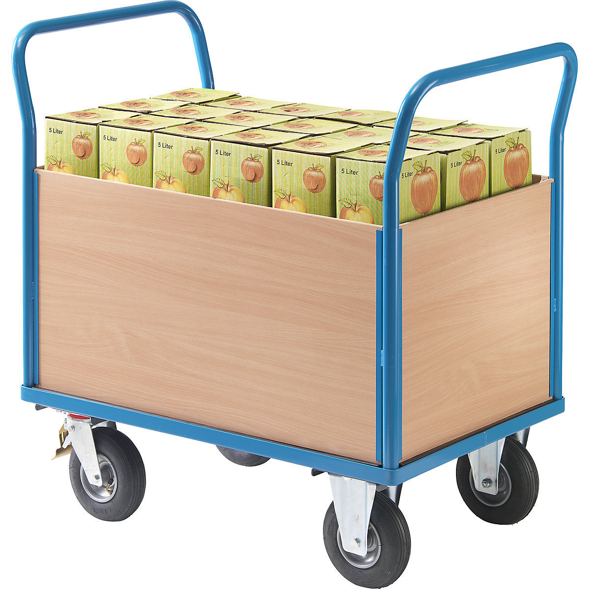 Cărucior cu platformă cu pereți din lemn – eurokraft pro (Imagine produs 2)-1