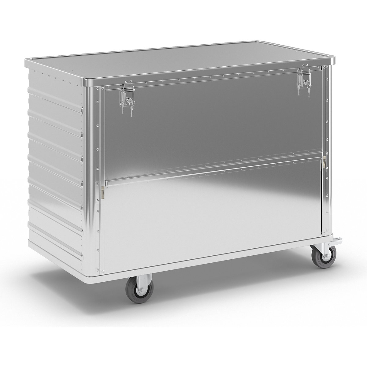 Cărucior tip container din aluminiu, perete lateral care poate fi coborât – Gmöhling