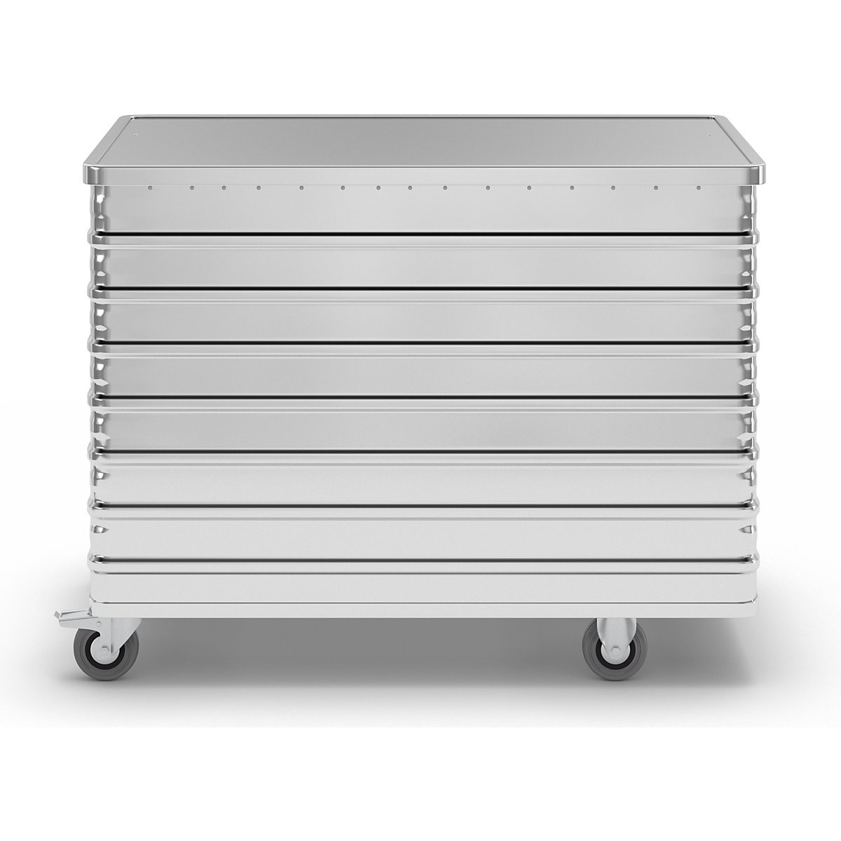 Cărucior tip container din aluminiu, perete lateral care poate fi coborât – Gmöhling (Imagine produs 2)-1