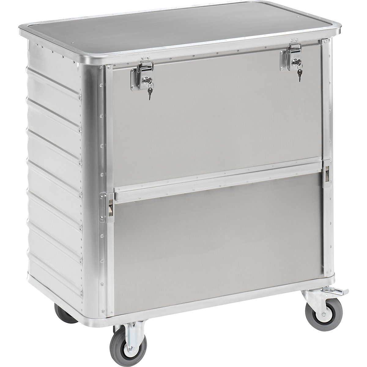 Cărucior tip container din aluminiu, perete lateral care poate fi coborât – Gmöhling (Imagine produs 8)-7
