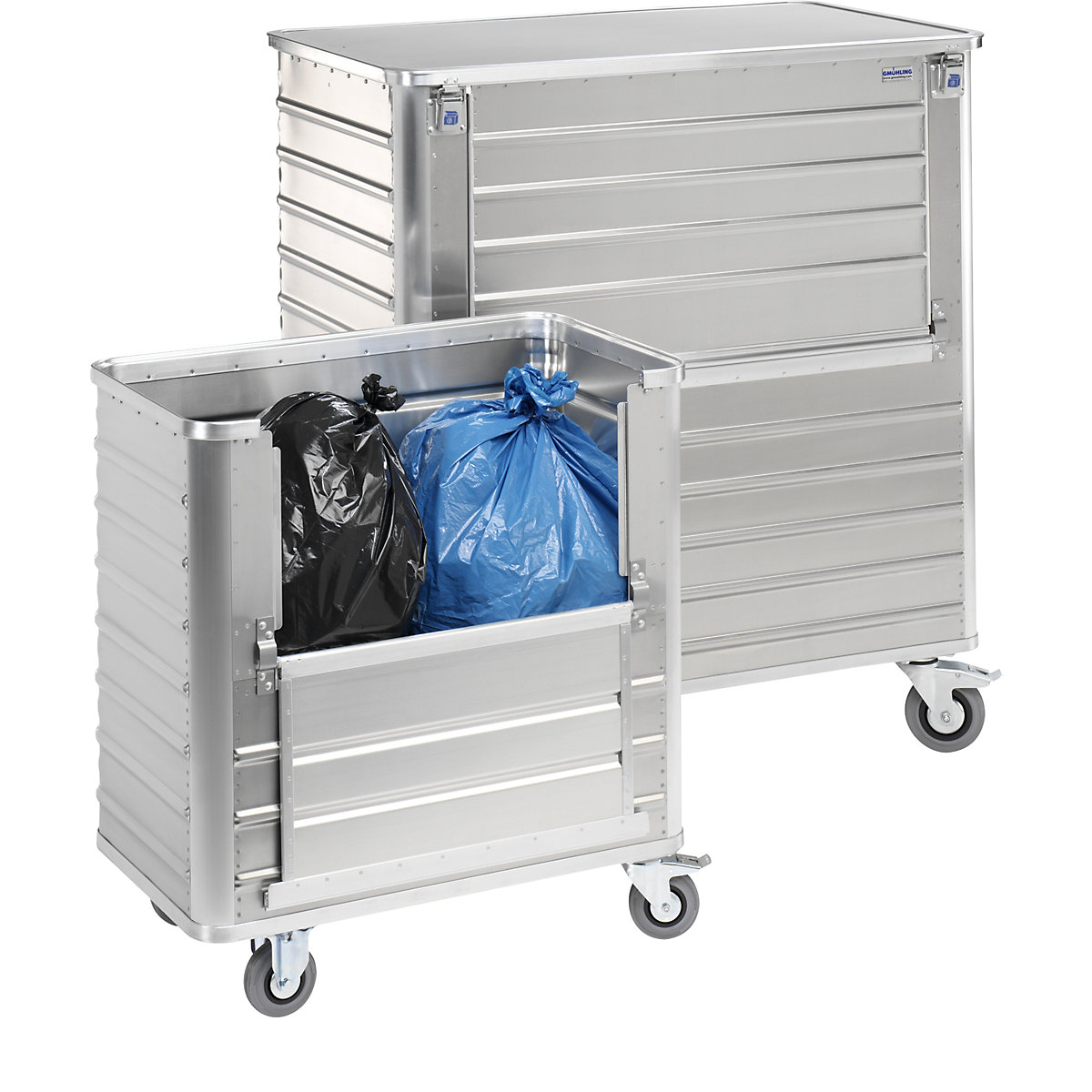 Cărucior tip container din aluminiu, perete lateral rabatabil – Gmöhling (Imagine produs 11)-10