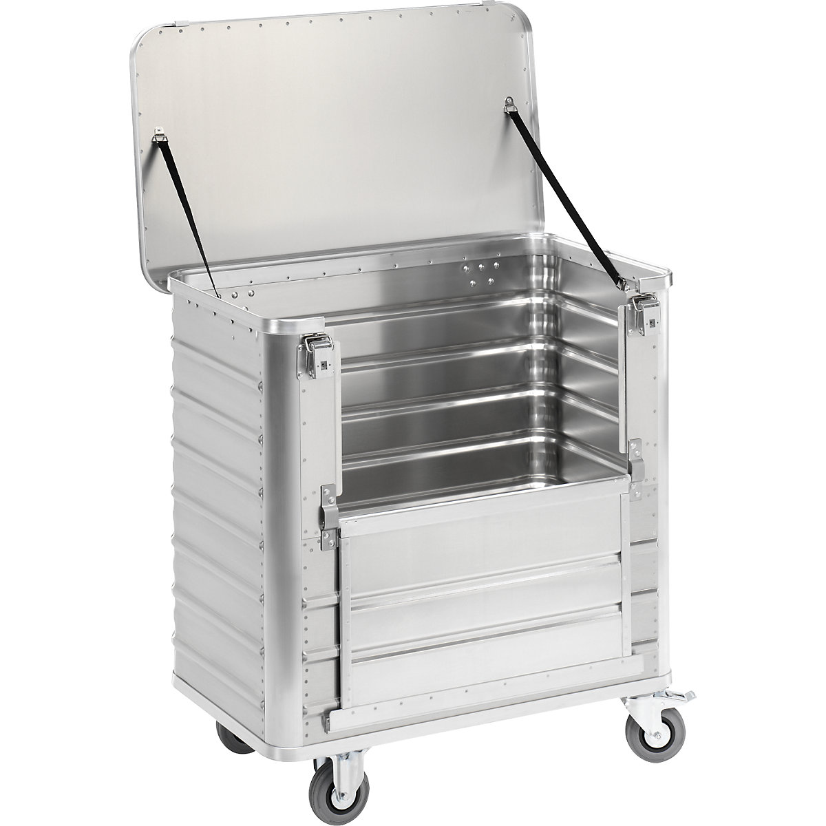 Cărucior tip container din aluminiu, perete lateral rabatabil – Gmöhling (Imagine produs 8)-7