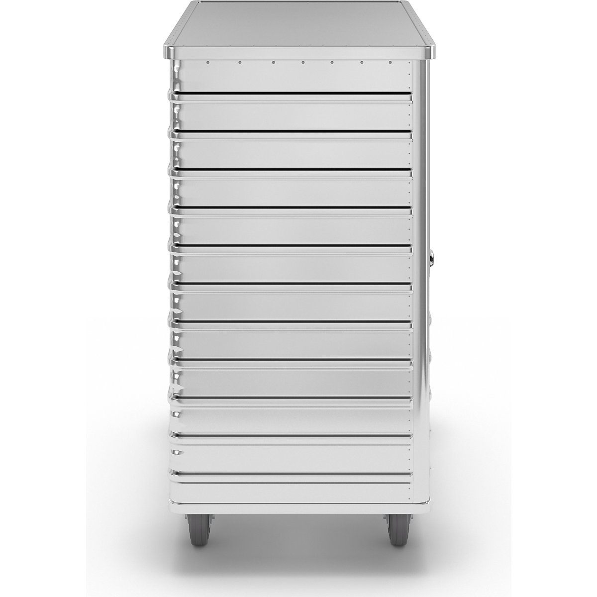 Cărucior tip container din aluminiu, perete lateral rabatabil – Gmöhling (Imagine produs 5)-4