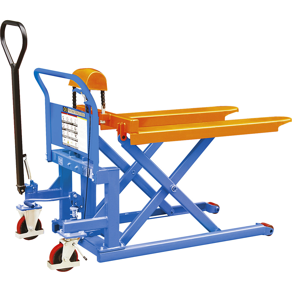 Low profile platform truck with forks, platform