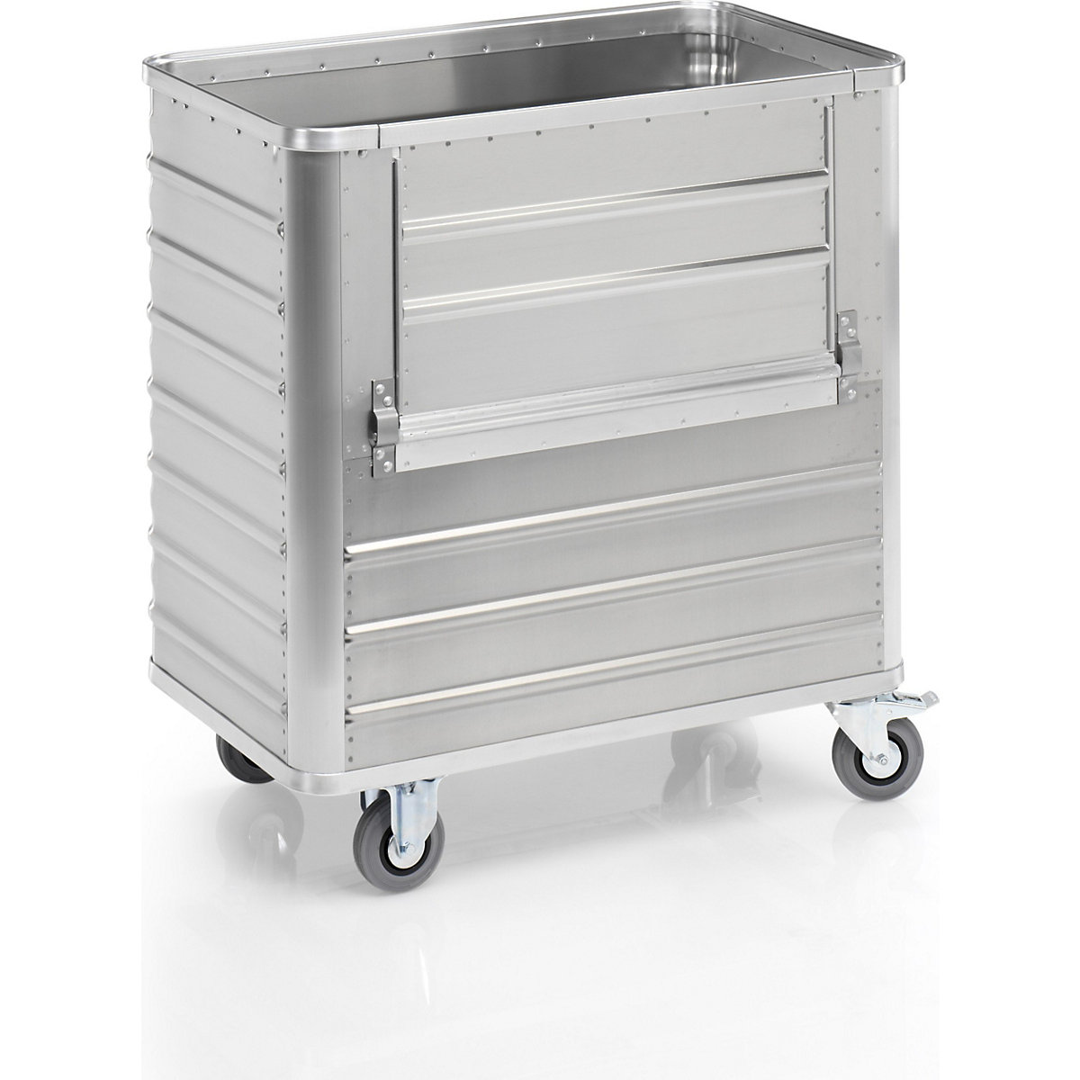 Aluminium container truck, drop gate on side panel - Gmöhling