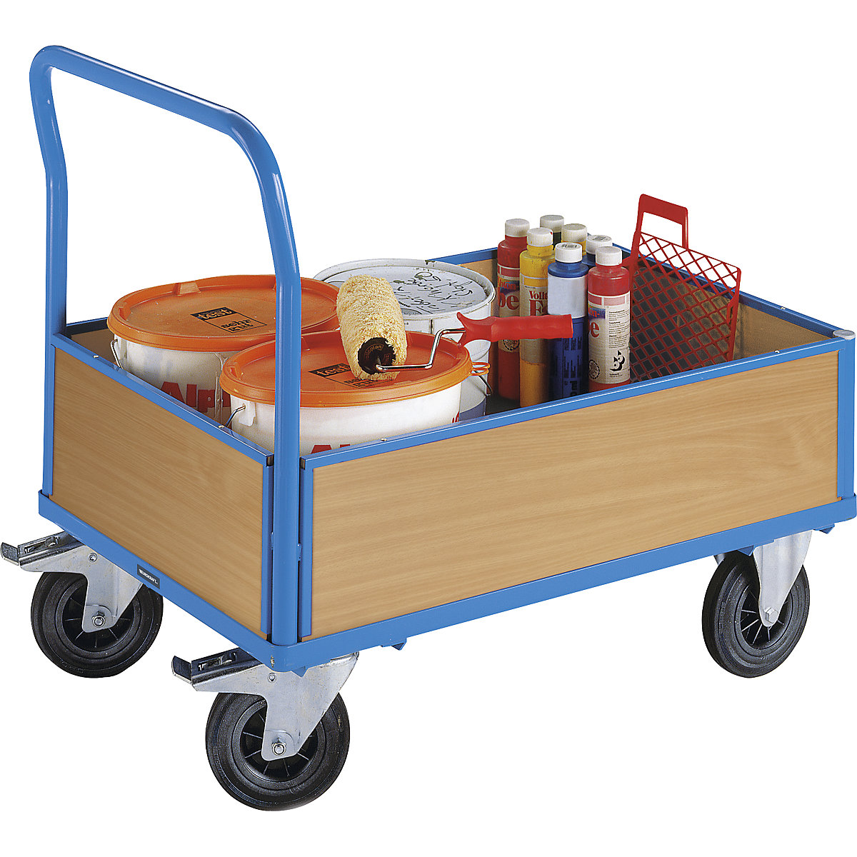 Platform truck with wooden panels – eurokraft pro (Product illustration 2)-1