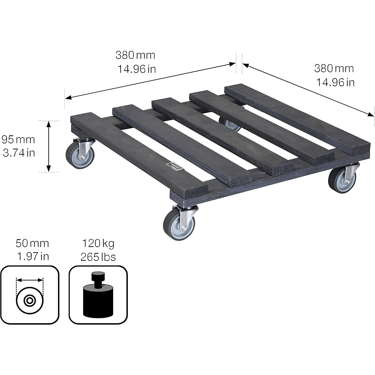 Pflanzenroller Holz PALETTI Wagner (Produktabbildung 2)-1