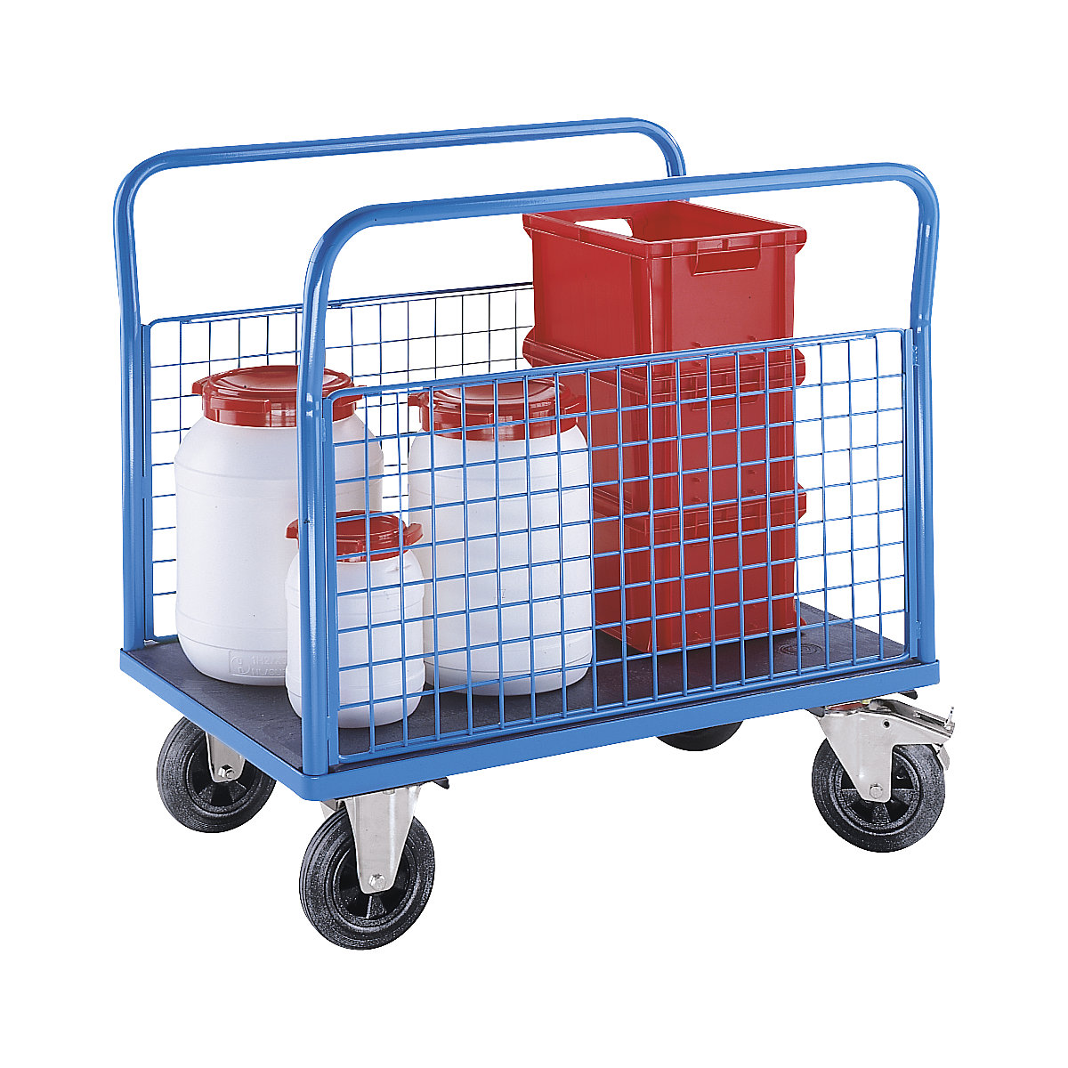 Plattformwagen mit Gitterwänden eurokraft pro (Produktabbildung 2)-1