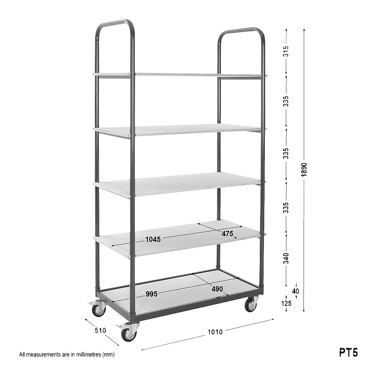 Kolica s policama – eurokraft basic (Prikaz proizvoda 3)-2