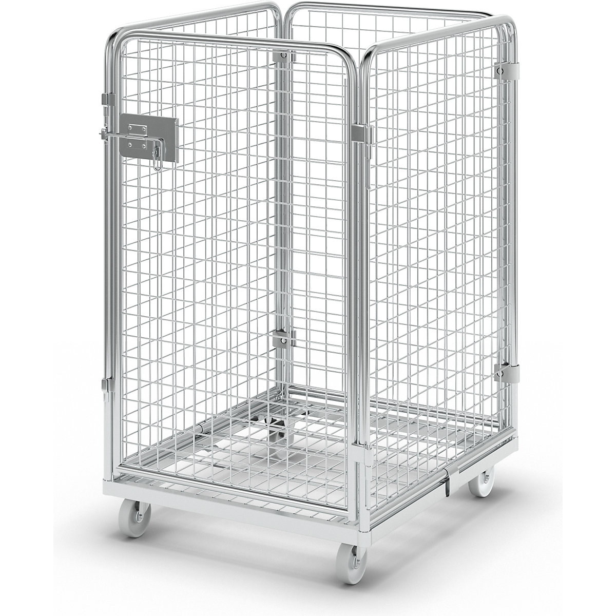 Pojemnik z kraty drucianej ze stalowym podwoziem na rolkach