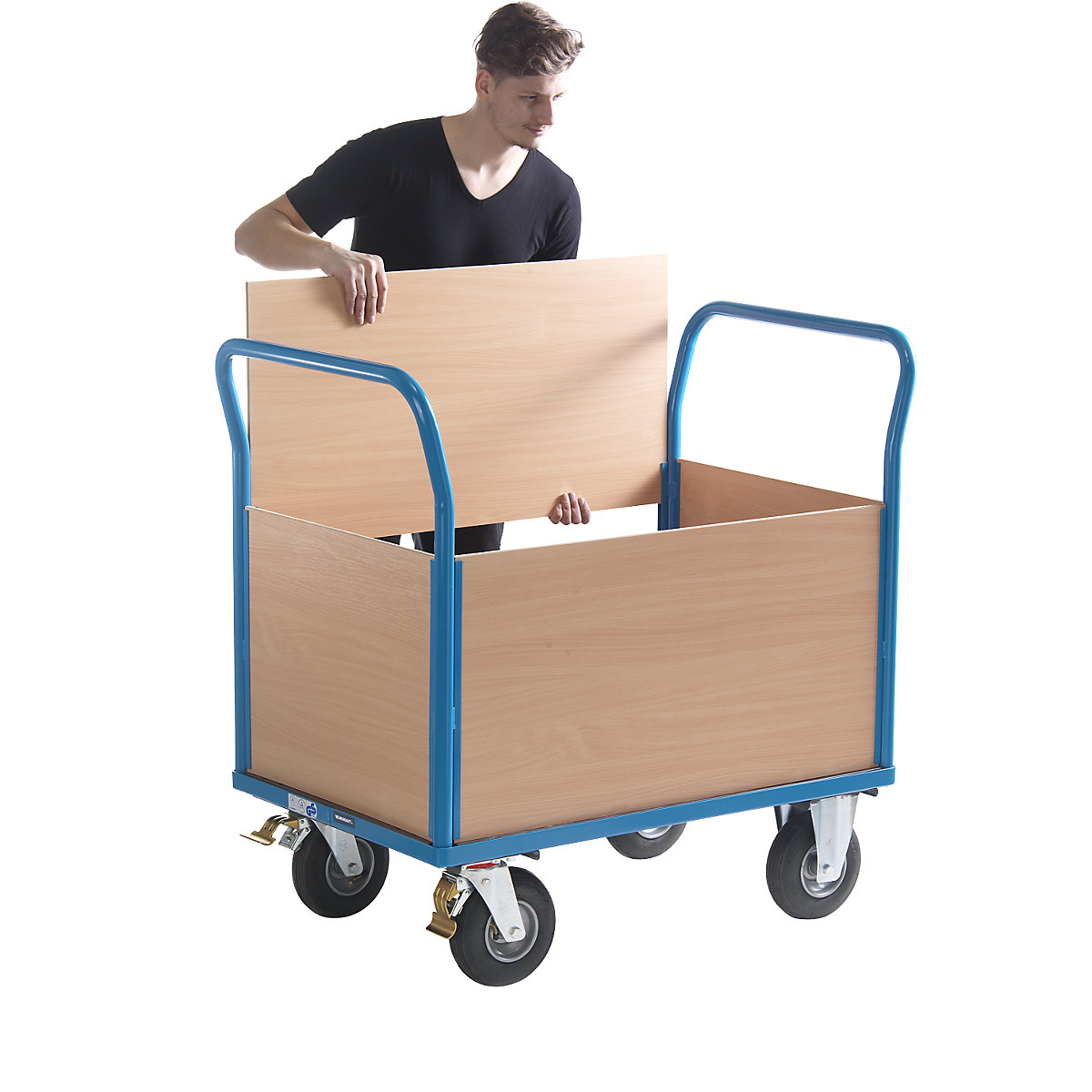 Wózek platformowy ze ściankami drewnianymi – eurokraft pro (Zdjęcie produktu 5)-4