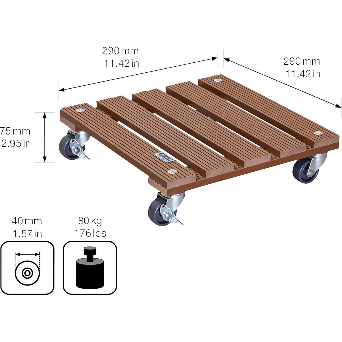 Wózek do roślin, WPC – Wagner (Zdjęcie produktu 2)-1
