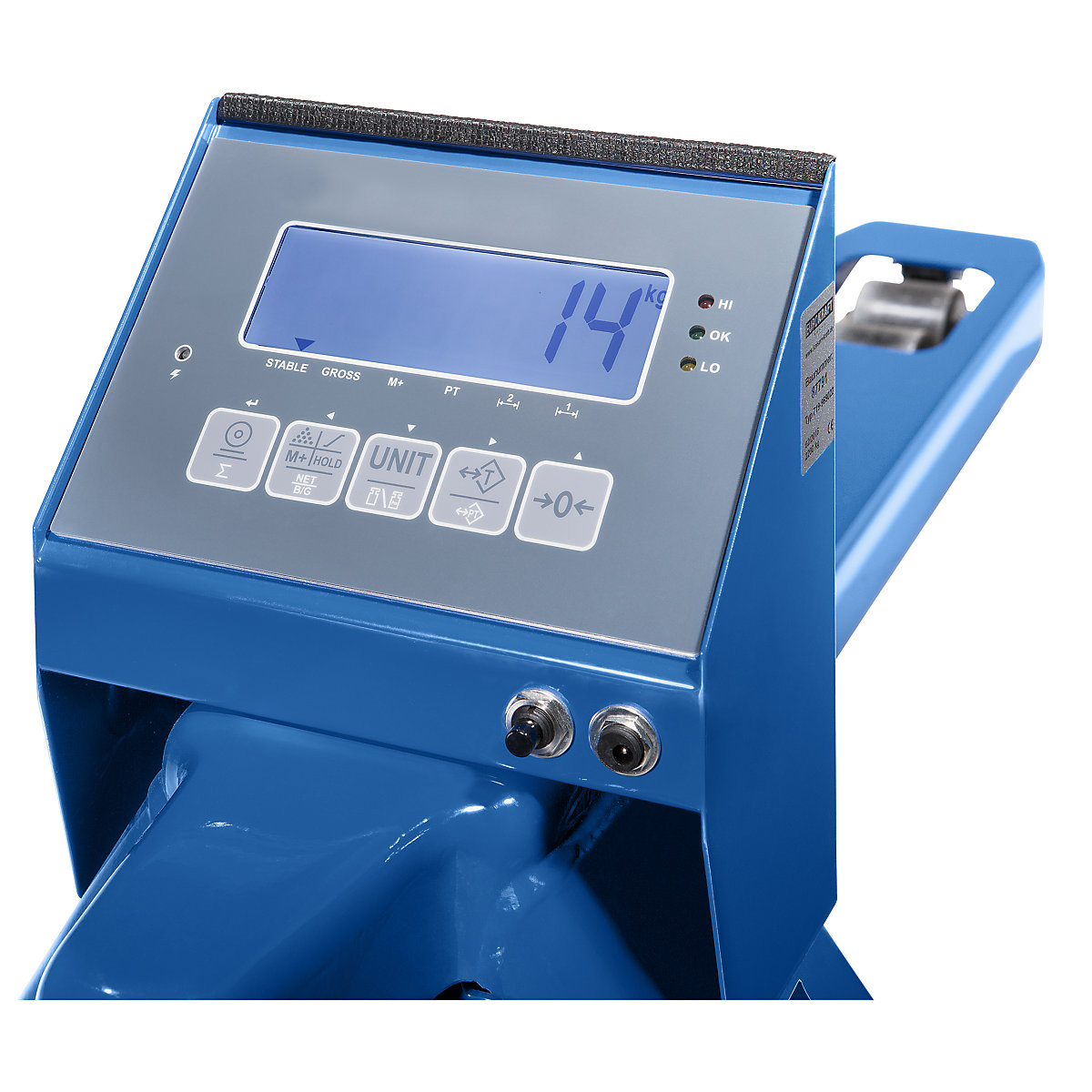 Cărucior elevator pentru paleți cu cântar – eurokraft pro (Imagine produs 7)-6