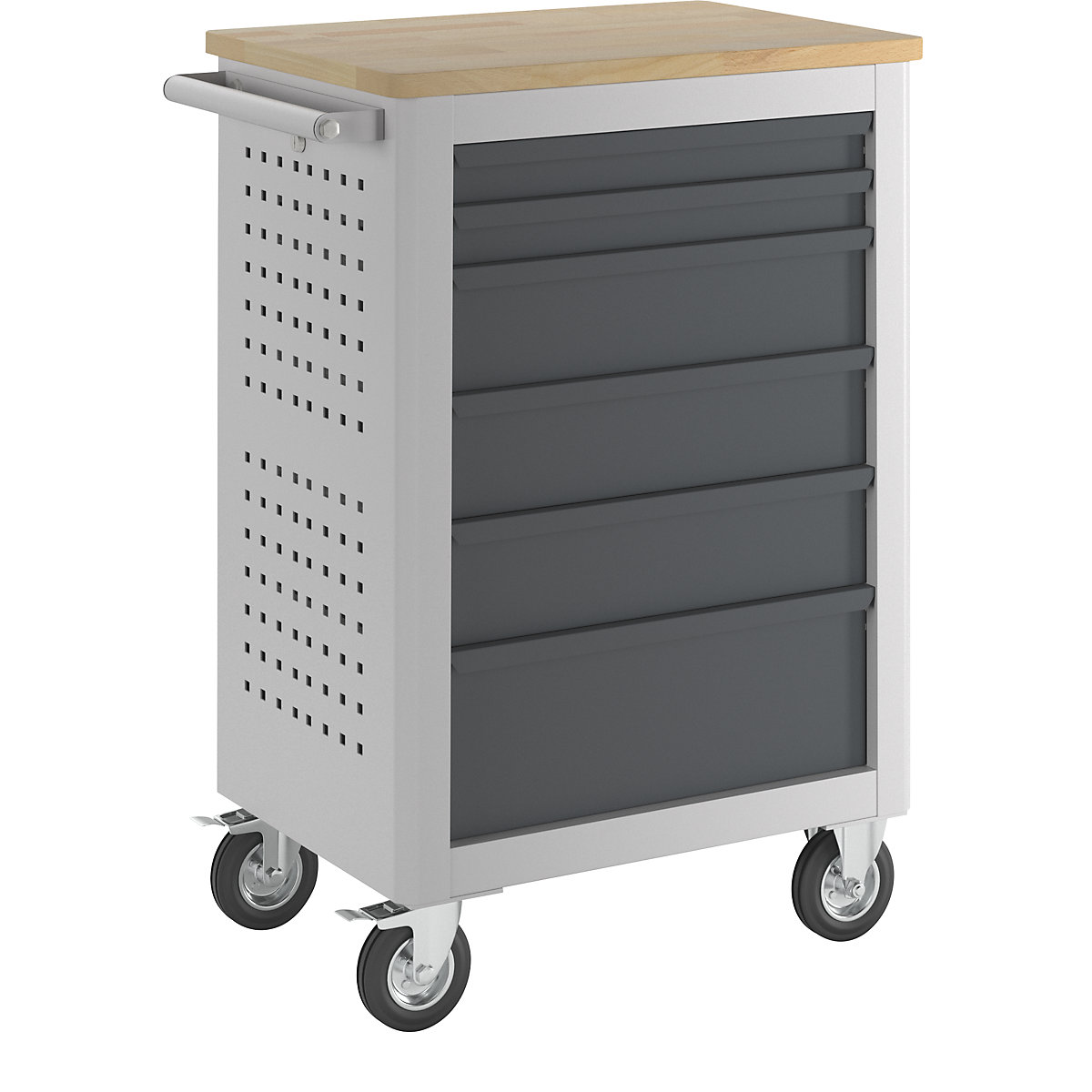 Assembly trolley, width 665 mm, 6 drawers for extension on both sides, body light grey-1
