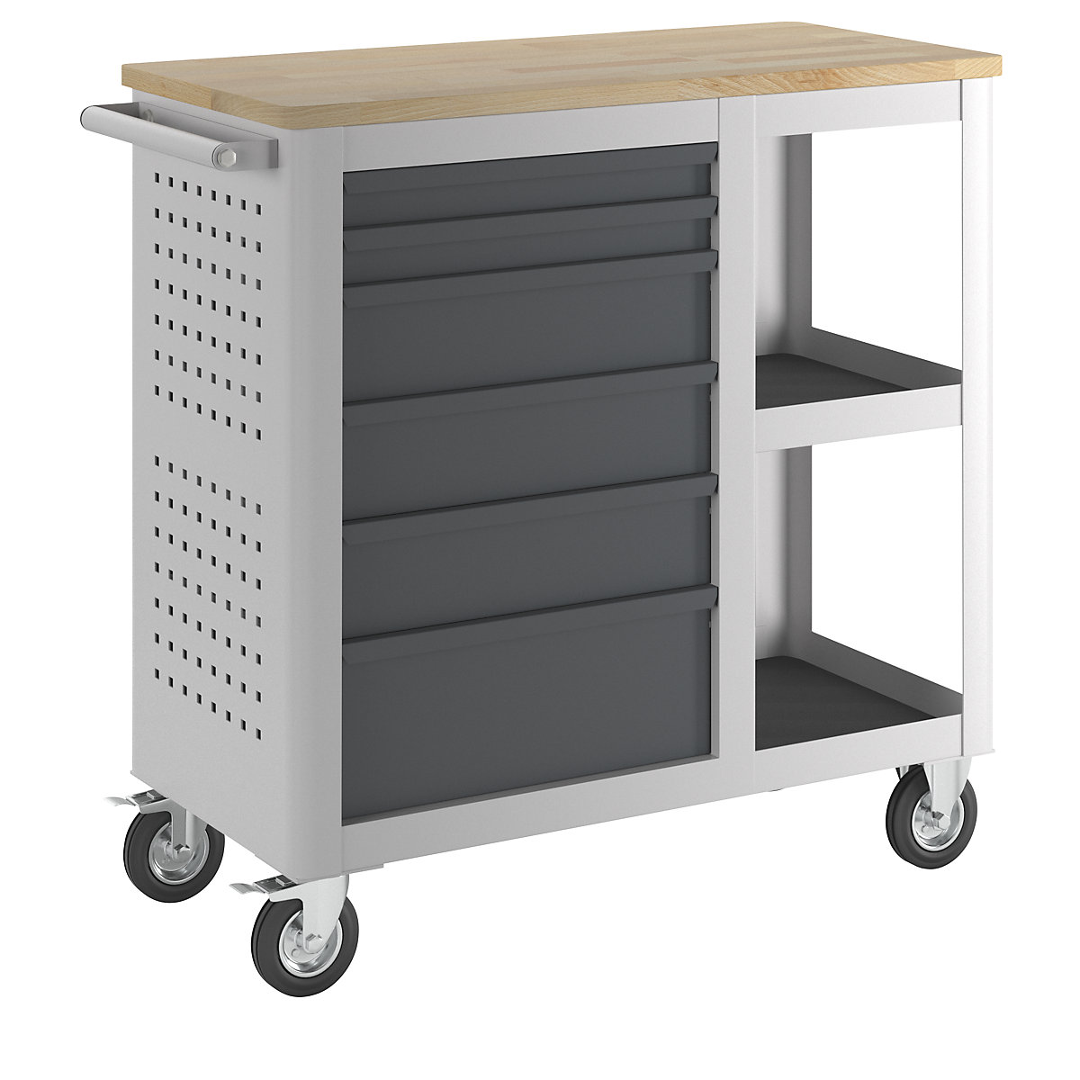 Assembly trolley, width 965 mm, with 6 drawers + 2 shelves, body light grey-1
