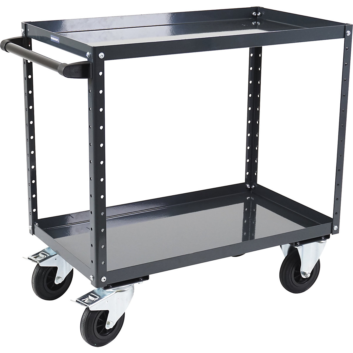 CustomLine general purpose trolley – eurokraft pro, 2 shelves, solid rubber tyres, charcoal-1