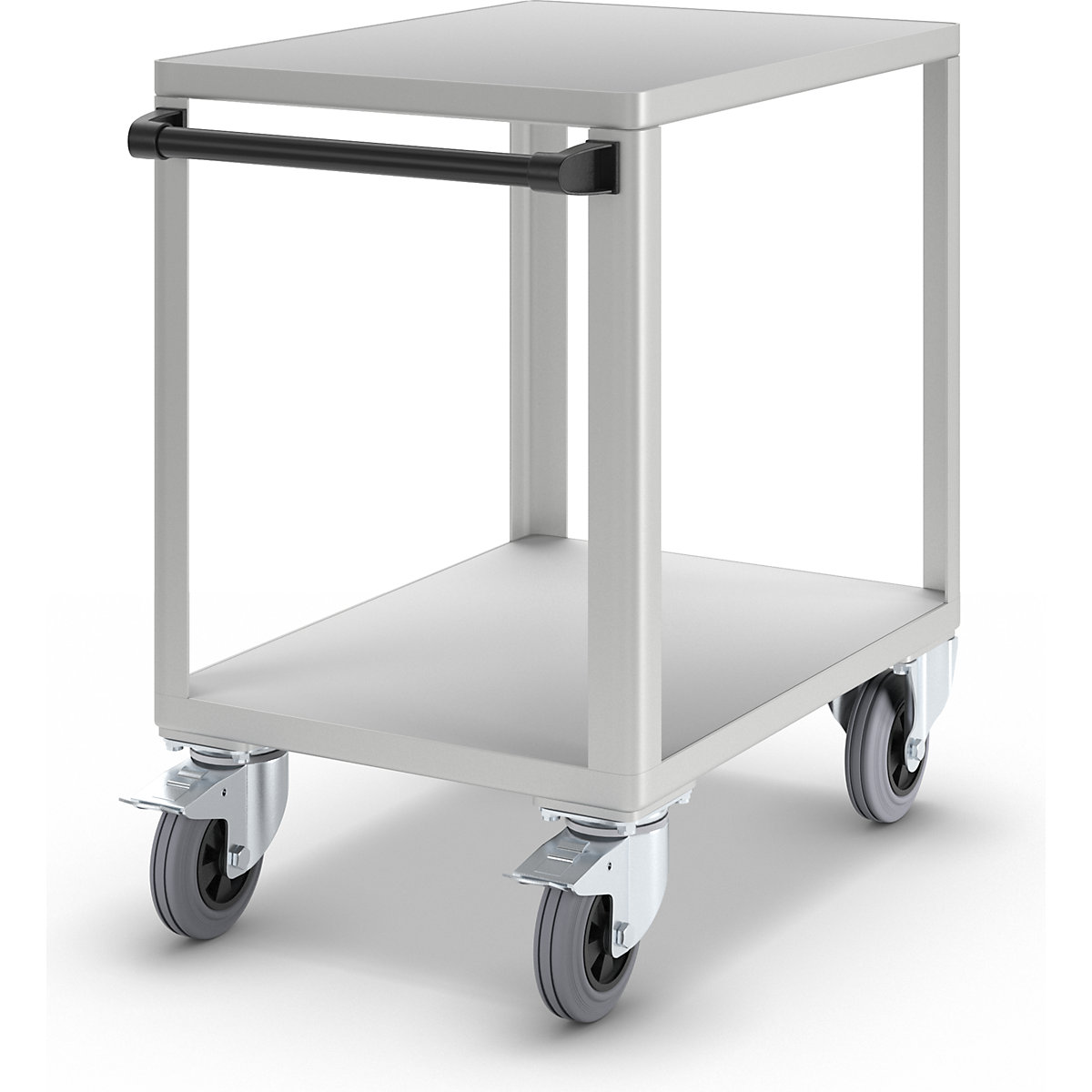 Industrial table trolley – eurokraft pro, shelf LxW 750 x 550 mm, white aluminium RAL 9006-1