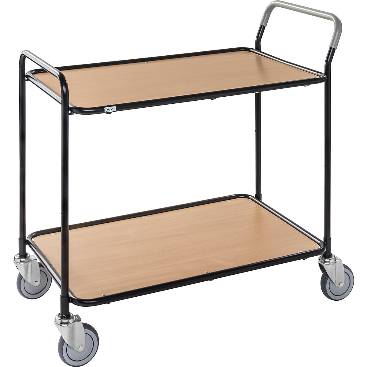 Table trolley – Kongamek, 2 shelves, LxWxH 1020 x 555 x 965 mm, black / beech finish, 2+ items-2