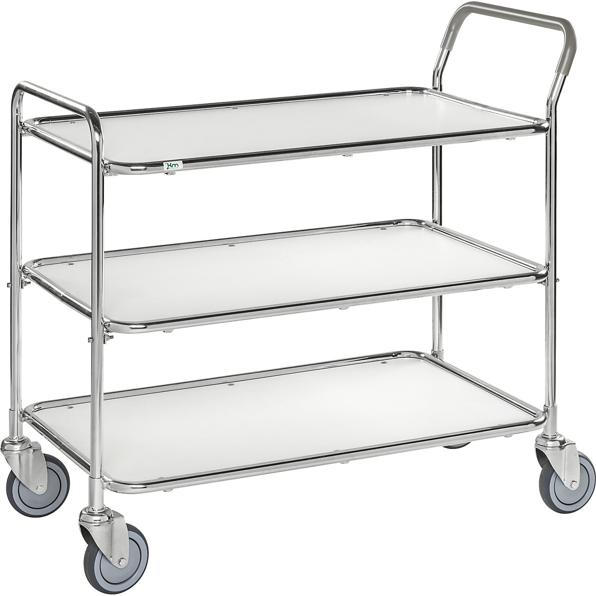 Table trolley – Kongamek, 3 shelves, LxWxH 1020 x 555 x 965 mm, zinc plated / white, 2+ items-5