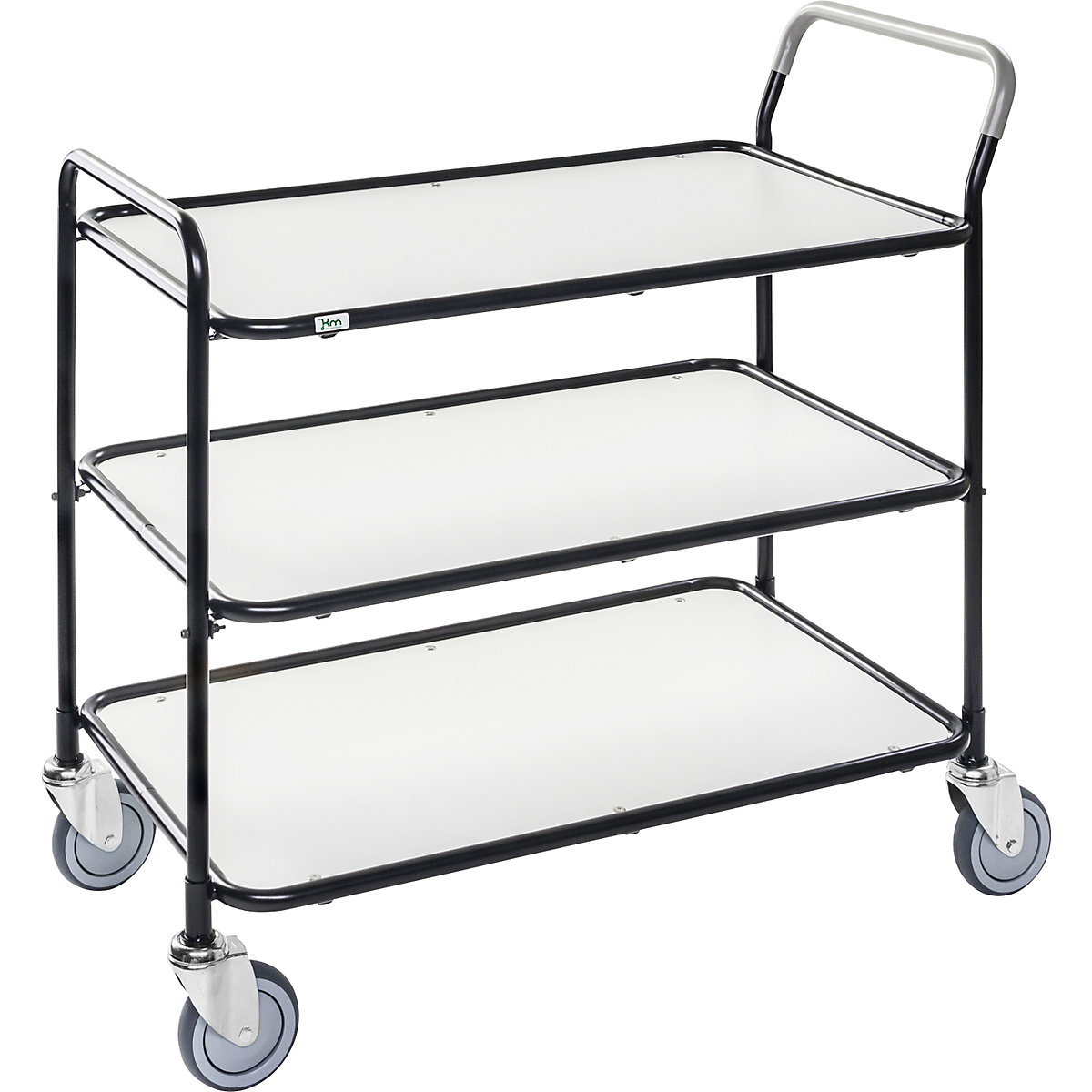 Table trolley – Kongamek, 3 shelves, LxWxH 1020 x 555 x 965 mm, zinc plated / black, 2+ items-6