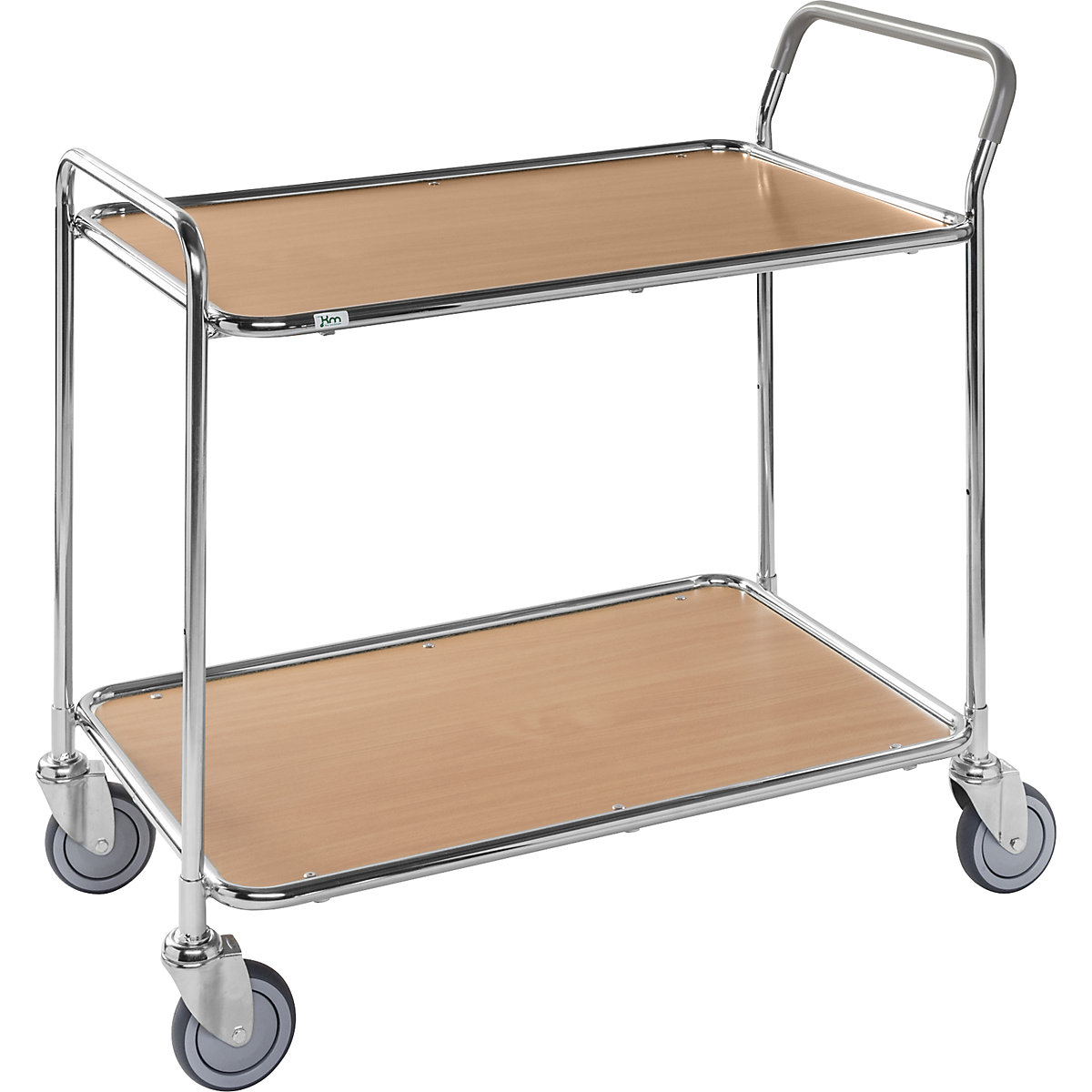 Table trolley – Kongamek, 2 shelves, LxWxH 1020 x 555 x 965 mm, zinc plated / beech finish, 2+ items-1